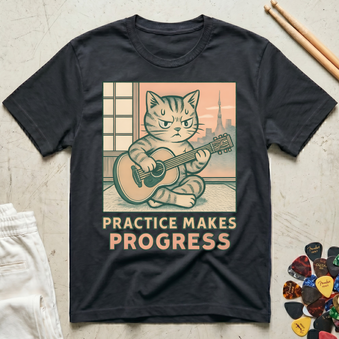 Practice Makes Progress Cat Focus T-Shirt