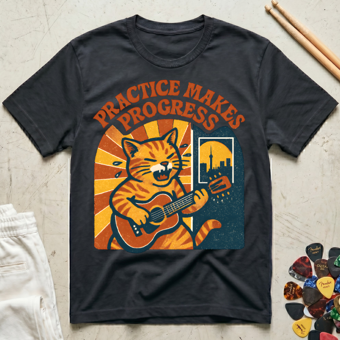 Practice Makes Progress Tense Cat T-Shirt