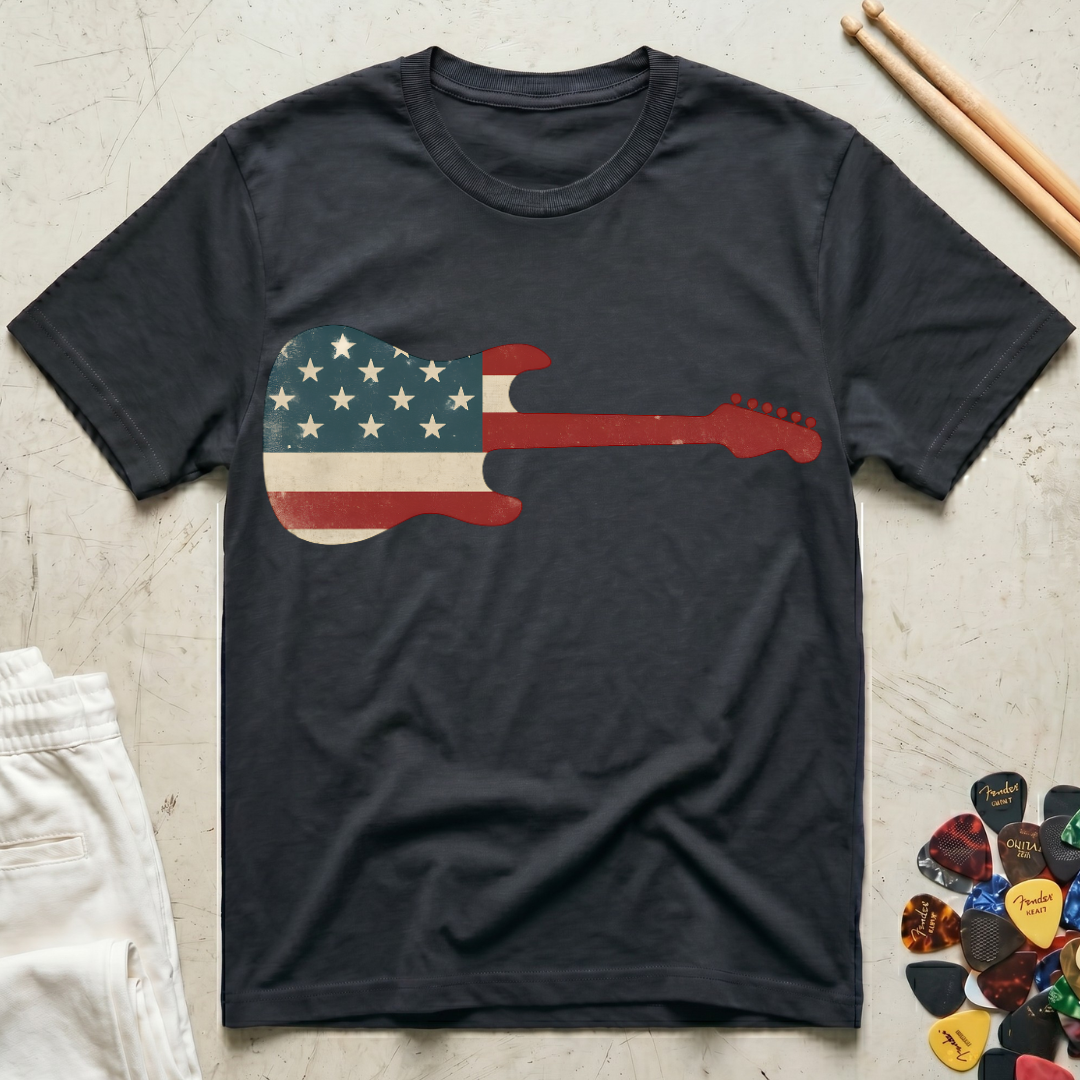 US Flag Guitar T-Shirt