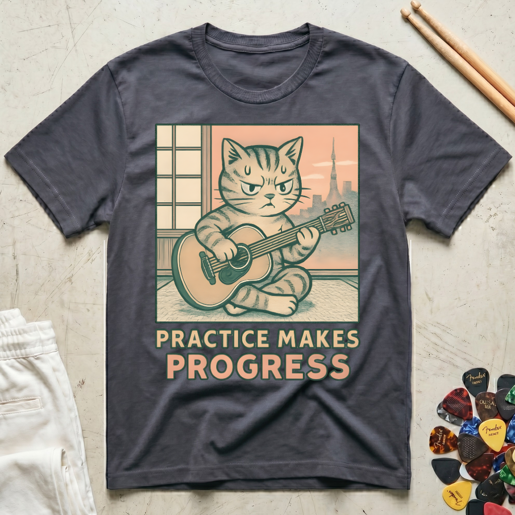 Practice Makes Progress Cat Focus T-Shirt