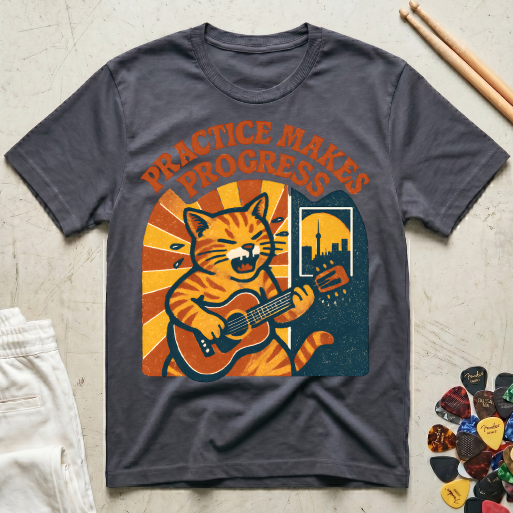 Practice Makes Progress Tense Cat T-Shirt