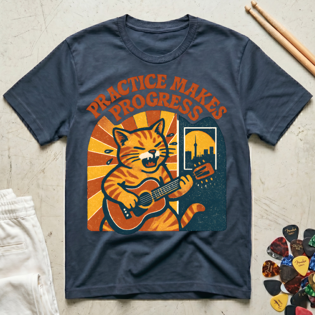 Practice Makes Progress Tense Cat T-Shirt