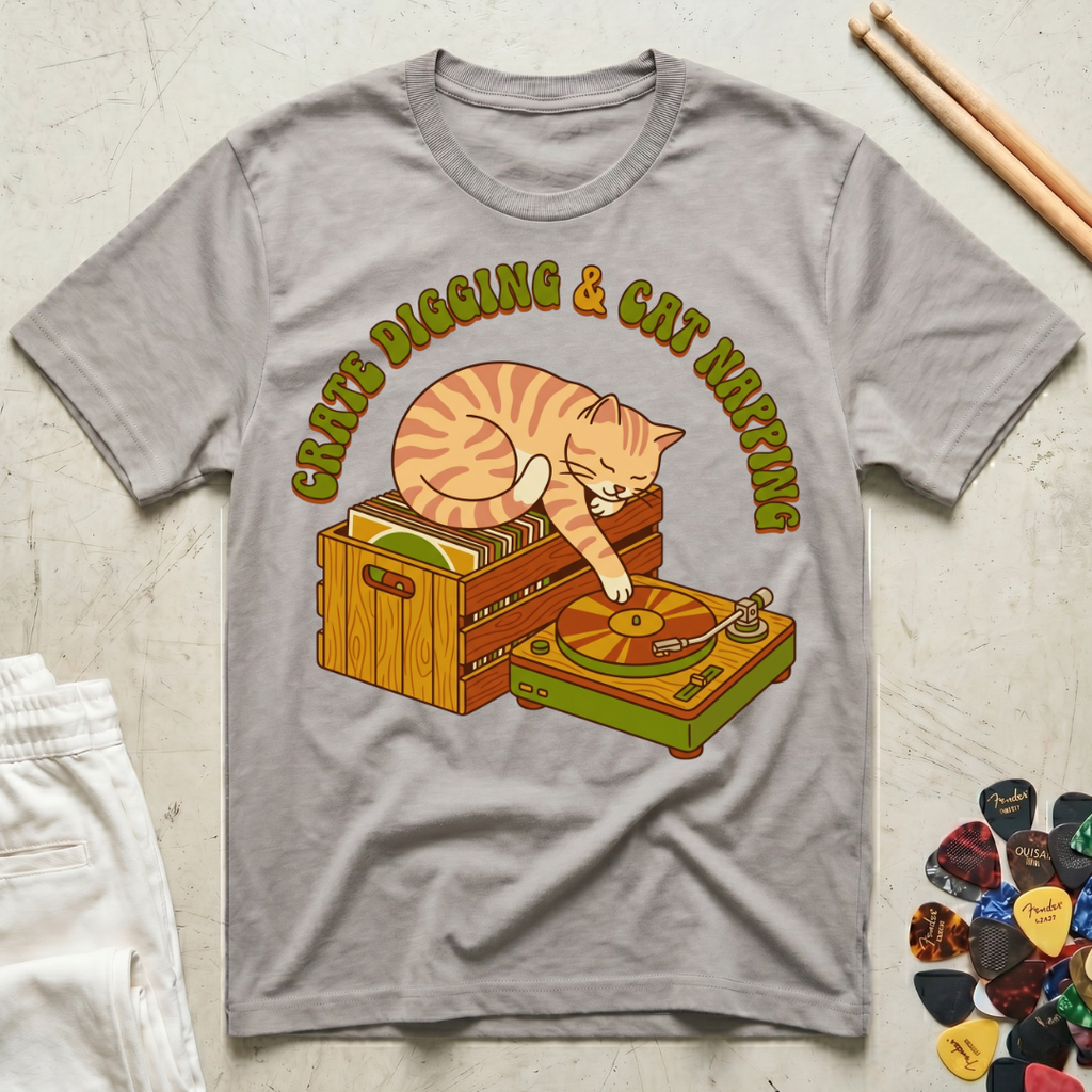 Crate Digging & Cat Napping T-Shirt