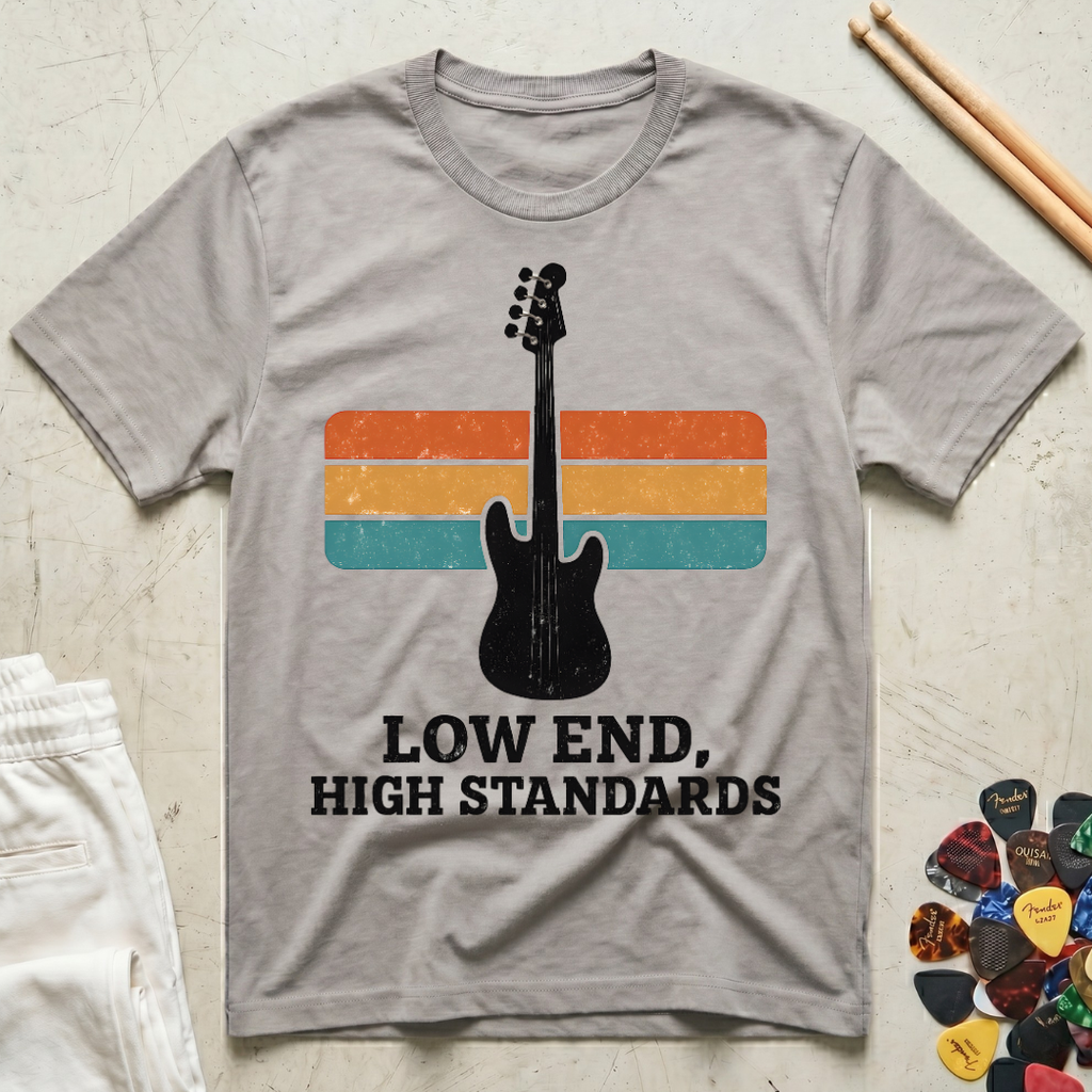 Low End, High Standards Vintage Bass T-Shirt