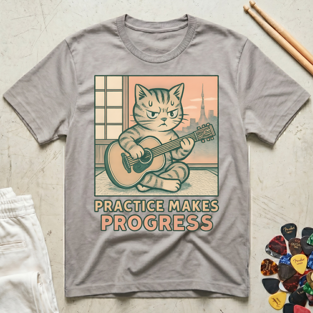 Practice Makes Progress Cat Focus T-Shirt