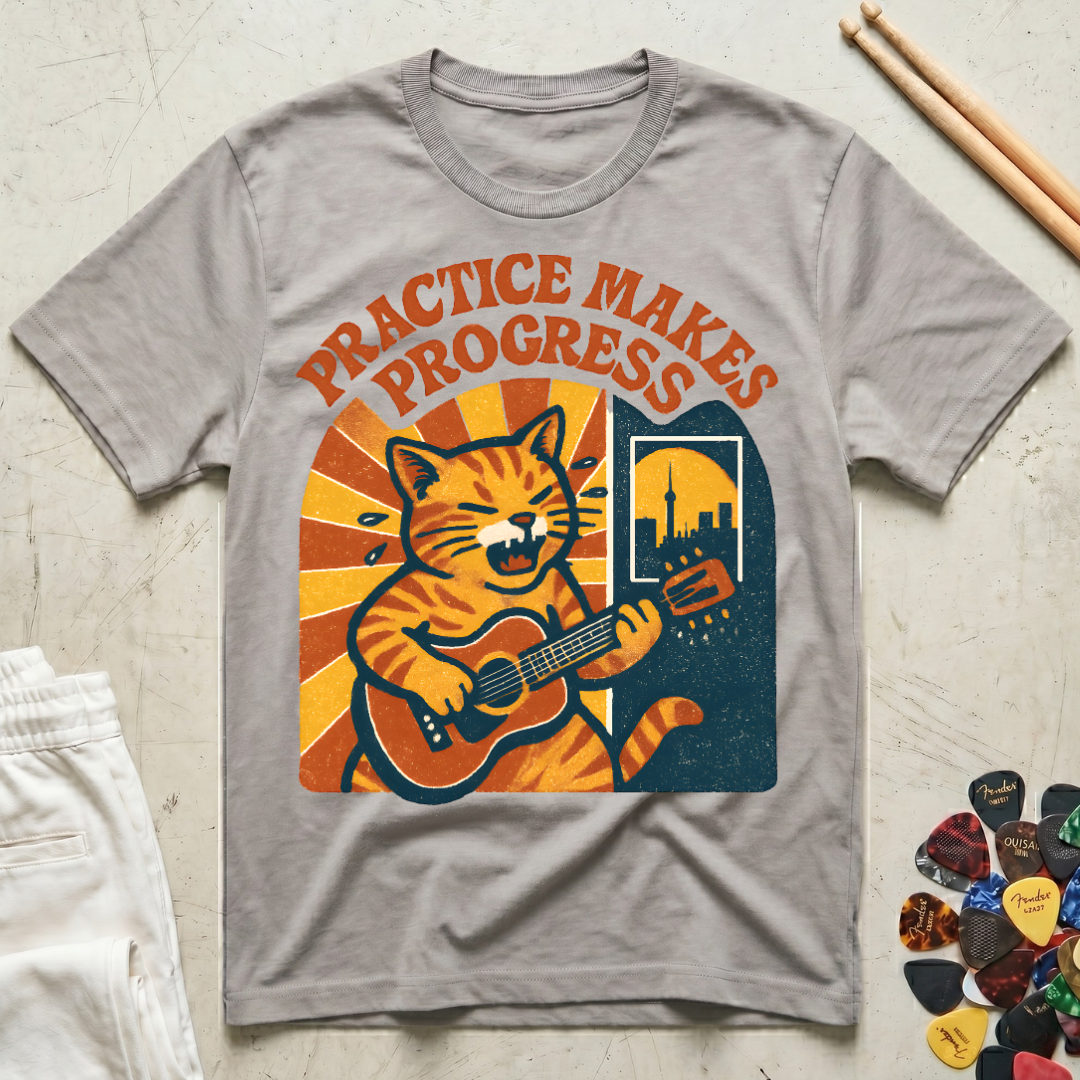Practice Makes Progress Tense Cat T-Shirt