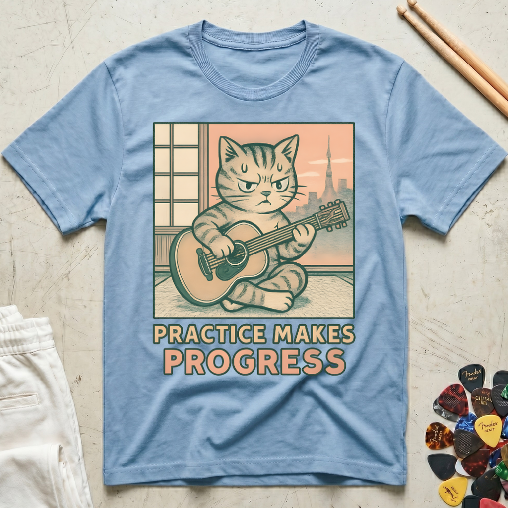 Practice Makes Progress Cat Focus T-Shirt
