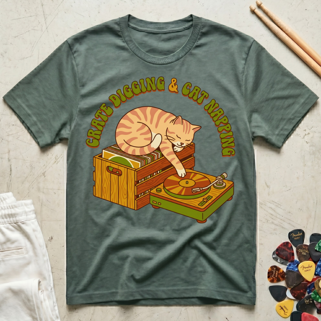 Crate Digging & Cat Napping T-Shirt