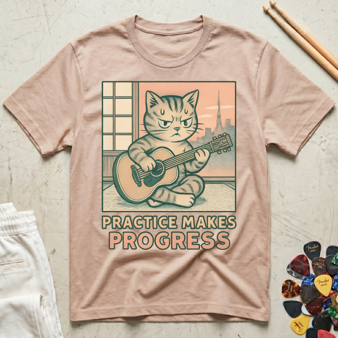 Practice Makes Progress Cat Focus T-Shirt