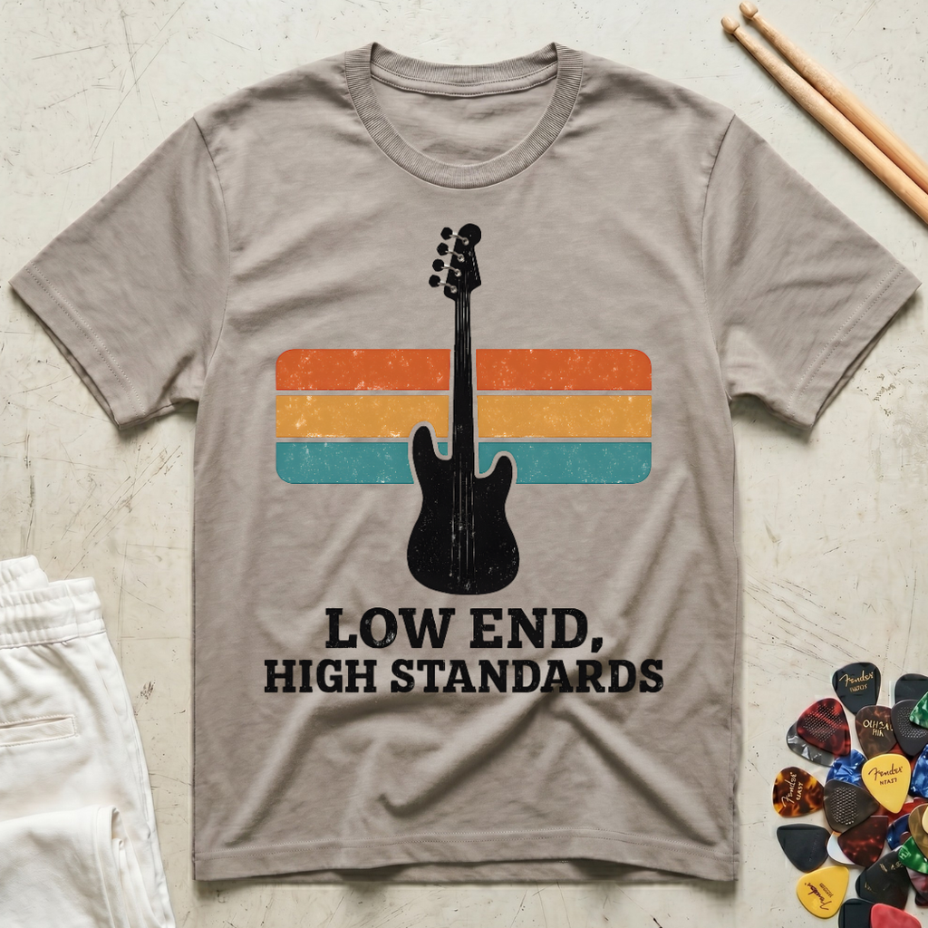 Low End, High Standards Vintage Bass T-Shirt