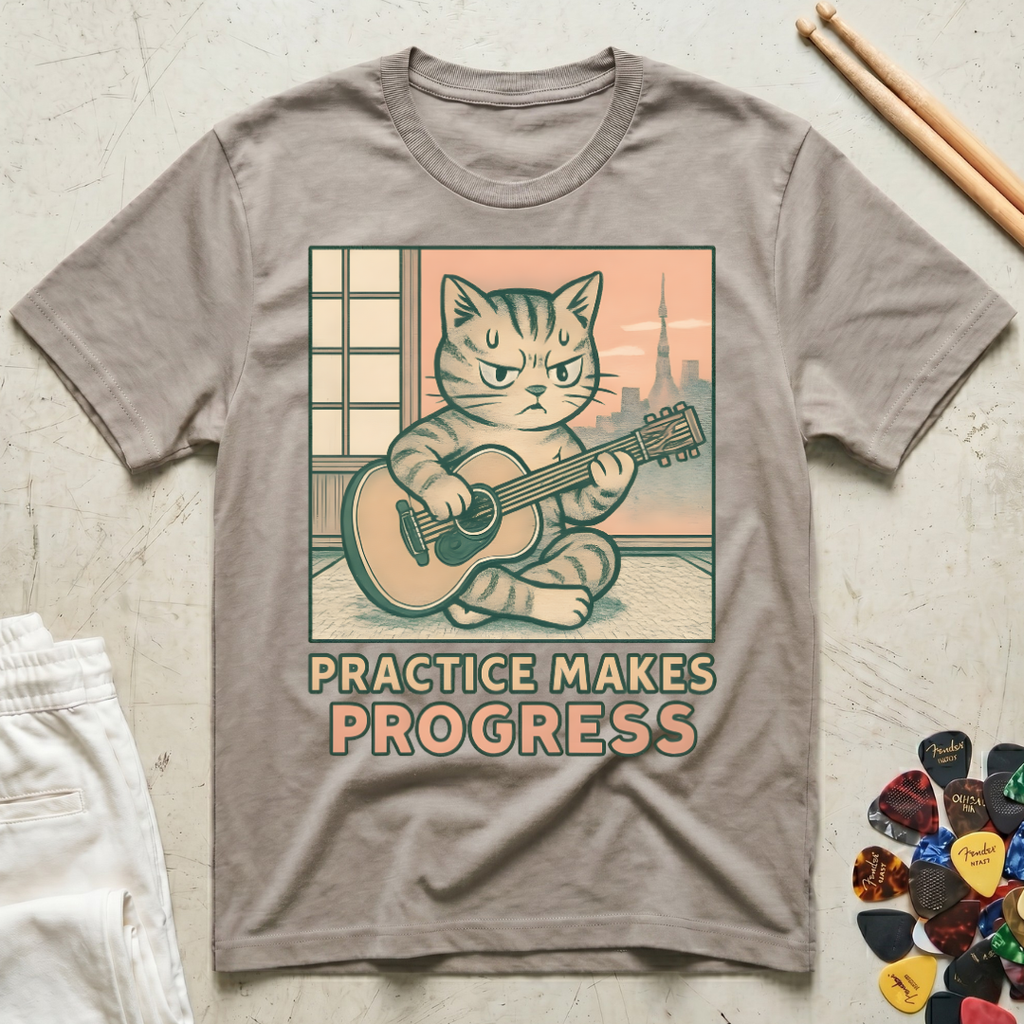 Practice Makes Progress Cat Focus T-Shirt