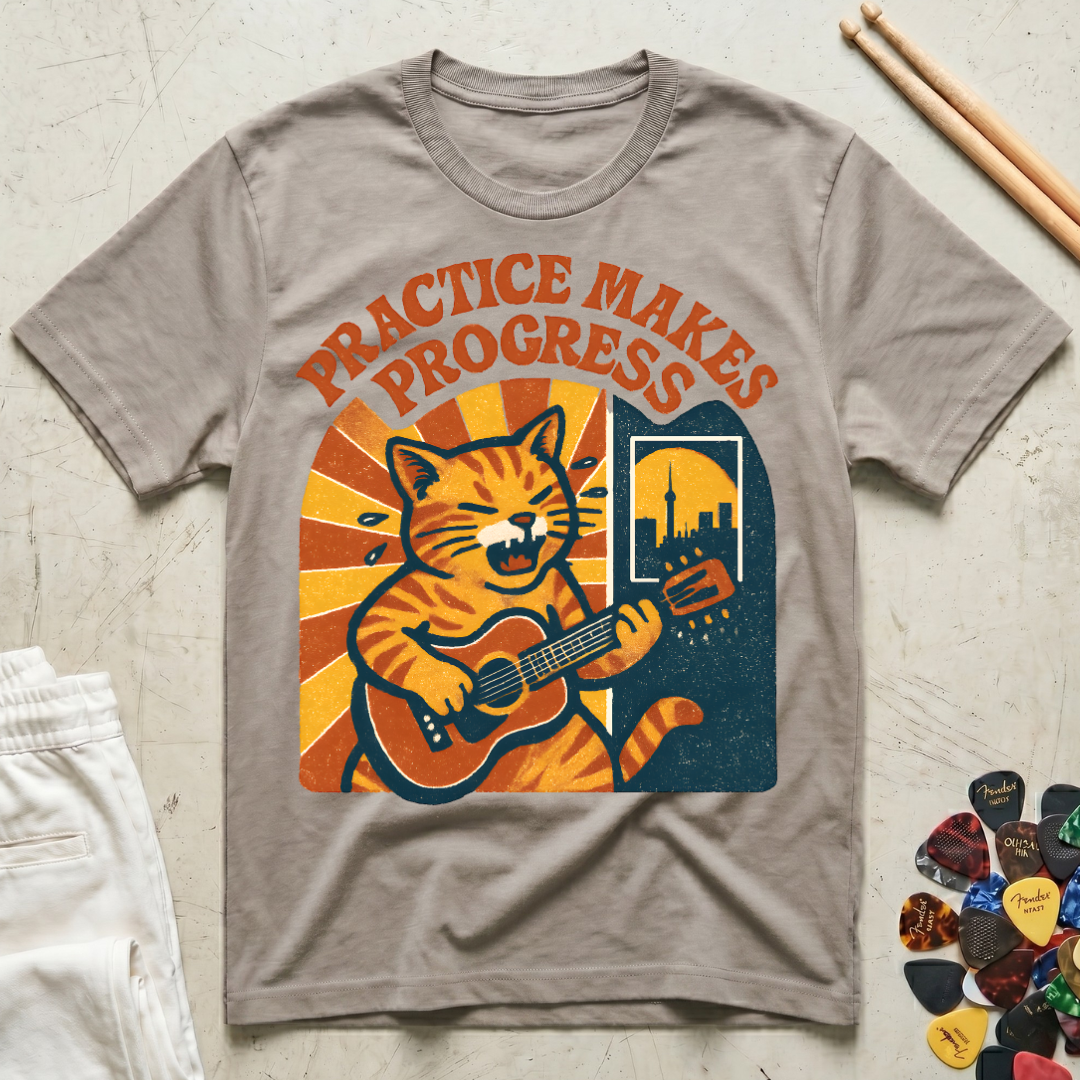 Practice Makes Progress Tense Cat T-Shirt