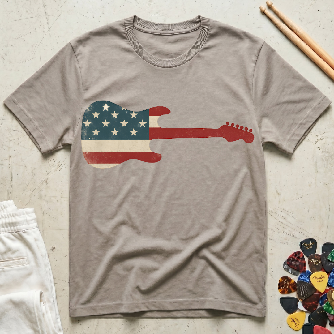 US Flag Guitar T-Shirt