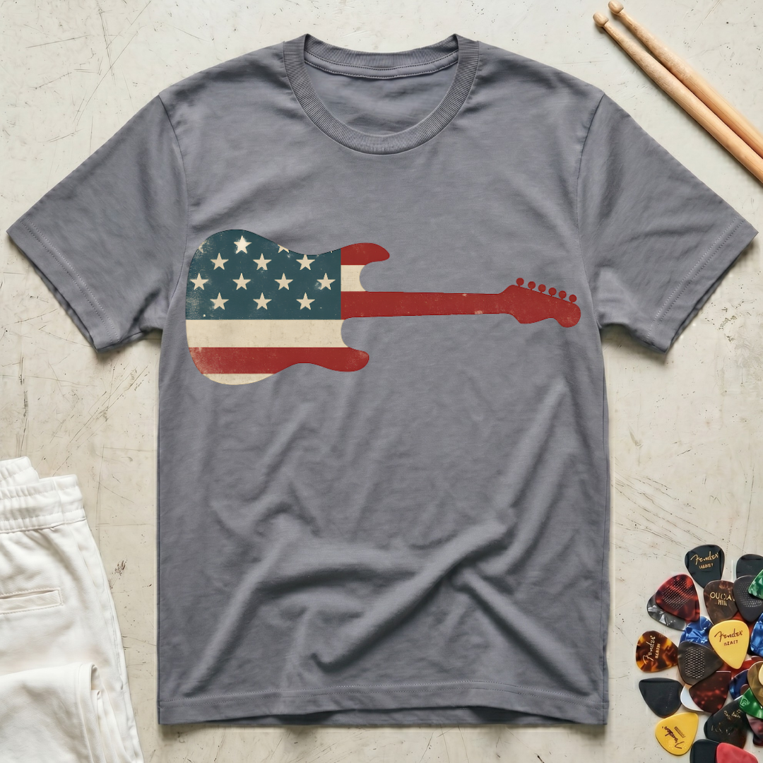 US Flag Guitar T-Shirt