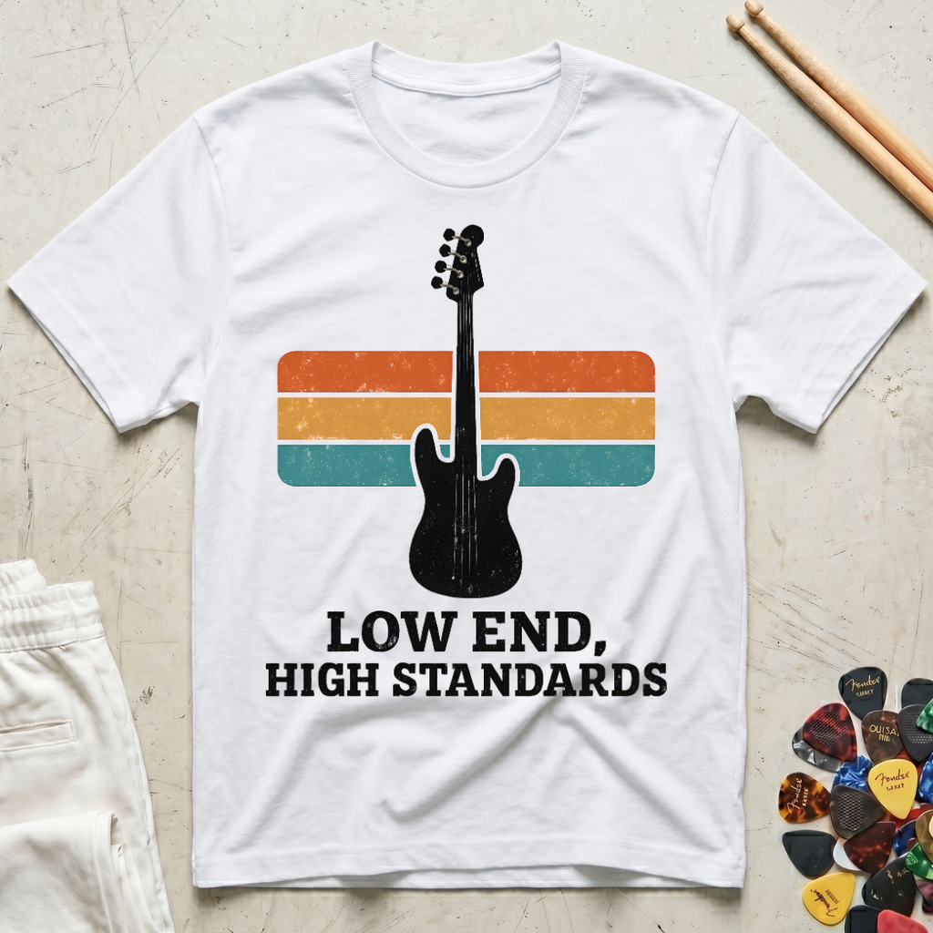 Low End, High Standards Vintage Bass T-Shirt