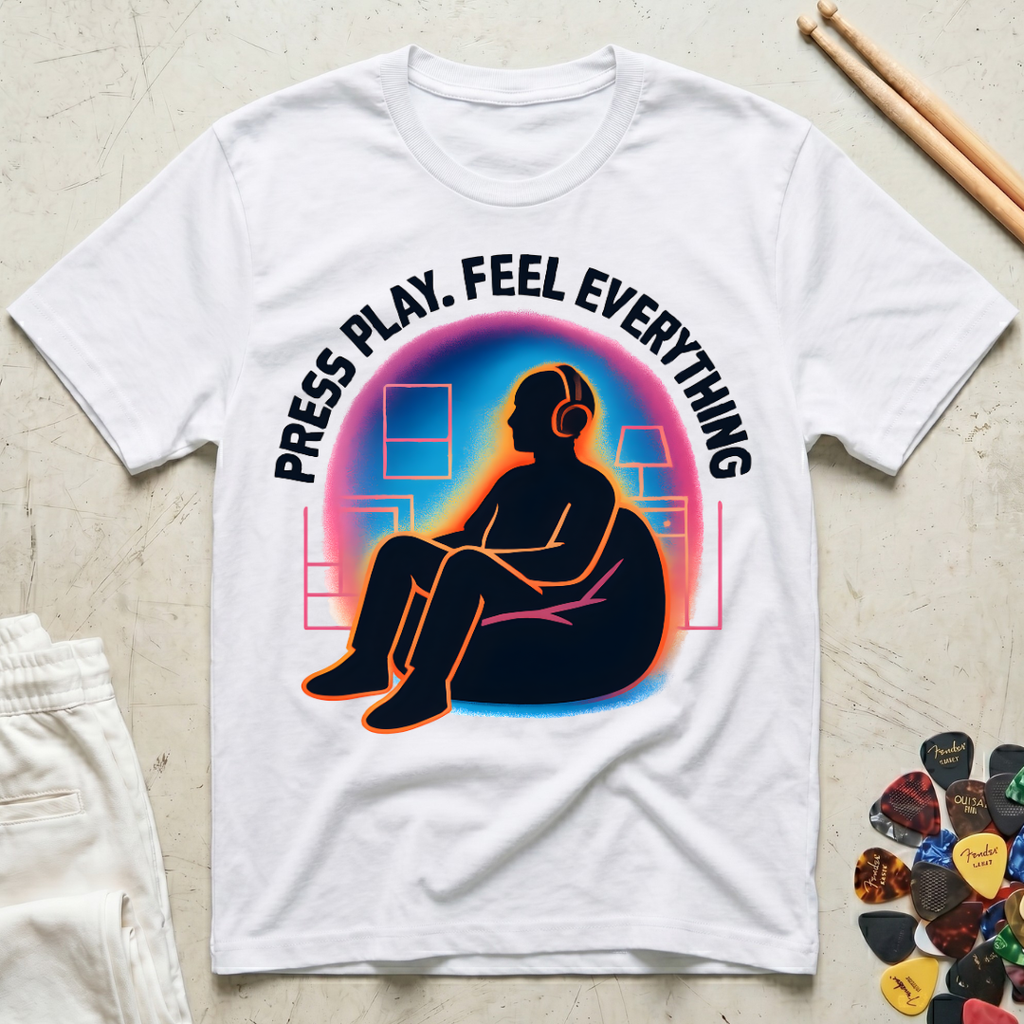 Press Play. Feel Everything Aura T-Shirt