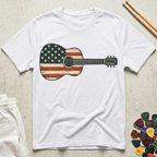 US Flag Acoustic Guitar T-Shirt